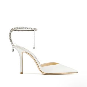 ISO JIMMY CHOO SAEDA CRYSTAL ANKLE STRAP POINTED TOE PUMP